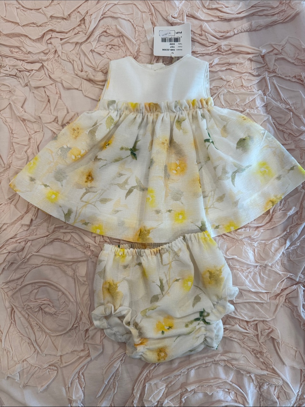 Baby Floral Two-Piece Dress Set in Yellow and White